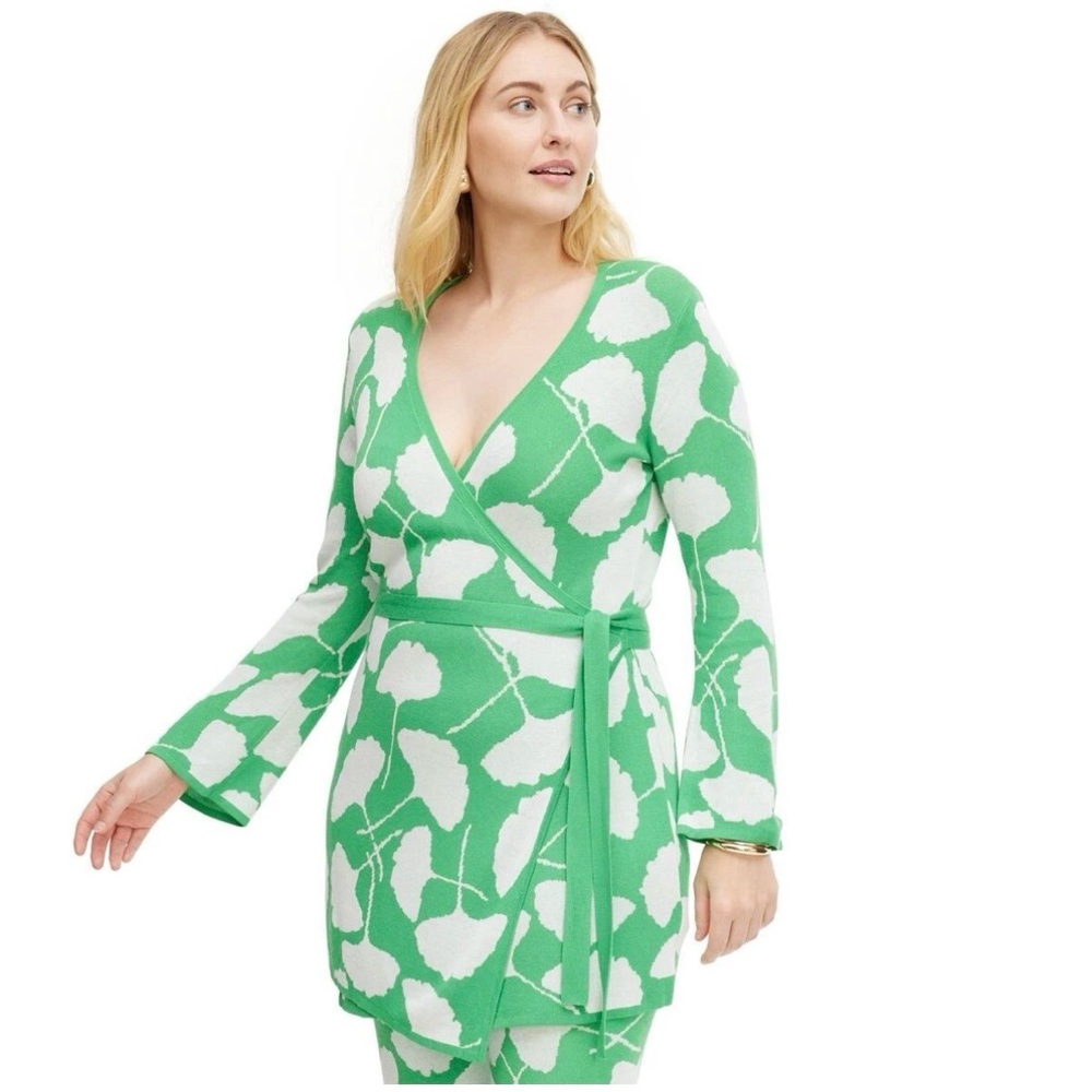 Diane von Furstenberg x Target V-Neck Ginkgo Green Sweater Wrap Top